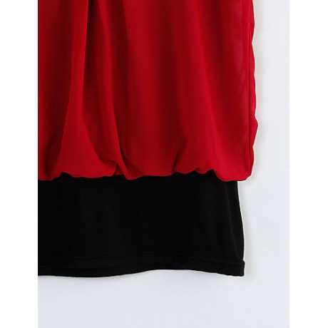 Women's Solid Red/Black/Green Blouse, Plus Size Beaded V Neck Short Petal Sleeve