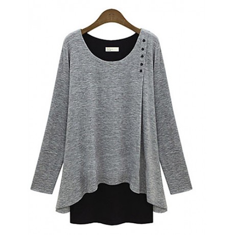 Women'sCausal Sexy Cute Plus Sizes Long SleeveShirt (Cotton)